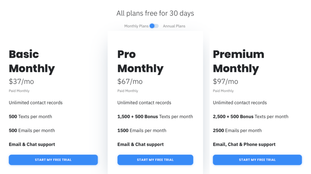Text In Church Pricing Plans - monthly